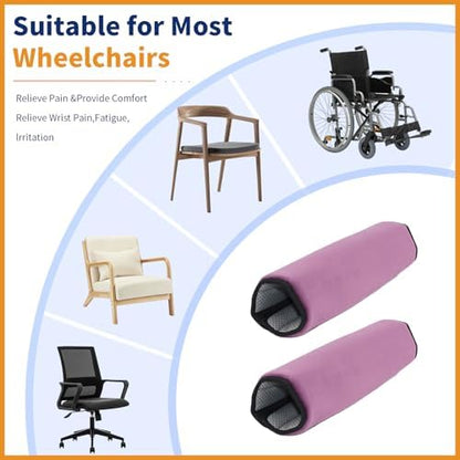Wheelchair Armrest Covers (Pair)-Memory Foam Wheelchair armrest Pads Wicking Washable Non Slip Arm Rest Cover Cushion Pad for wheelchairs Office Chairs armchairs (Purple)