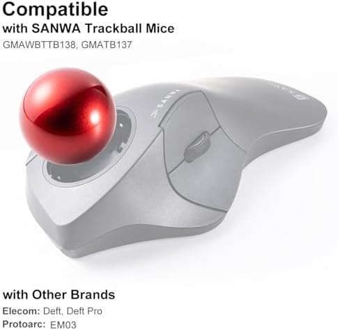 SANWA Trackball 44mm/1.73in, Replacement Ball for GMAWBTTB138N/GMATB137, ELECOM DEFT PRO, and Other Compatible Trackball Mouse, Glossy Red
