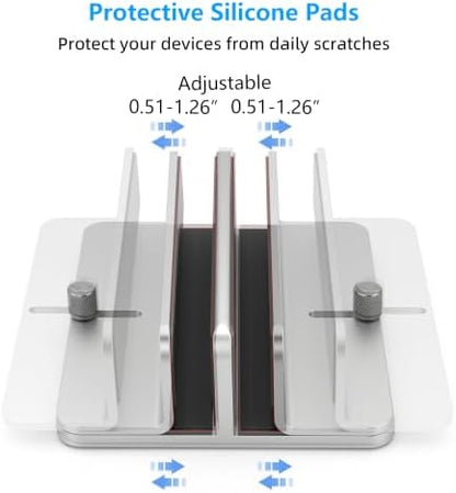 Vertical Laptop Stand, Dual Slot Adjustable Laptop Holder for Desk