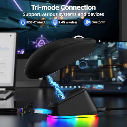 ATTACK SHARK G3 PRO Tri-Mode Wireless Gaming Mouse with RGB Charging Dock