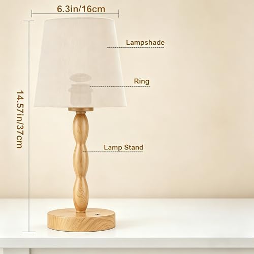 CASTLELIFE Rechargeable Cordless Table Lamp, 5000mAh Battery Powered Touch Desk Lamp, 3-Level & Stepless Dimmable Night Light, Portable Bedside Lamp for Bedroom, Outdoor, Bulb Included, Wood Grain