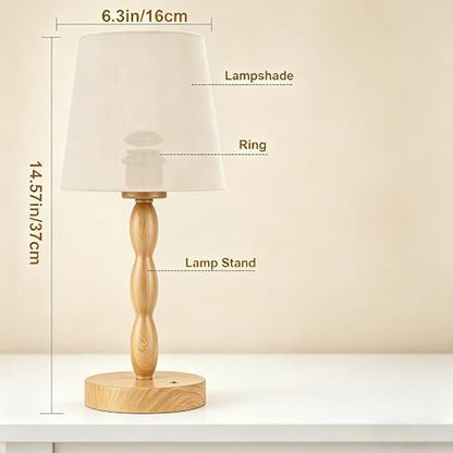 CASTLELIFE Rechargeable Cordless Table Lamp, 5000mAh Battery Powered Touch Desk Lamp, 3-Level & Stepless Dimmable Night Light, Portable Bedside Lamp for Bedroom, Outdoor, Bulb Included, Wood Grain