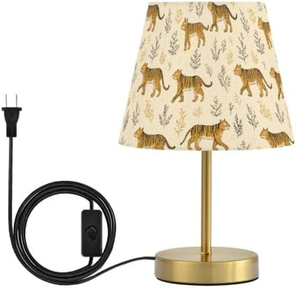3-Way Dimmable Table Lamp Tigers Leaves Bedside Nightstand Lamp for Bedroom, Desk Lamp for Reading Study & Home Office, LED Bulb Included S