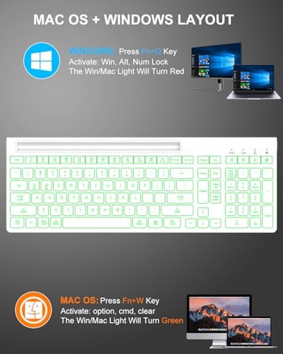 Wireless Keyboard and Mouse Combo, 7 Backlit Effects, Light Up Letters