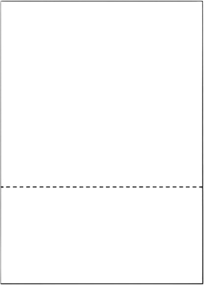 Limited Papers (TM) 8.5x11 Perforated Paper, 20/50 Pound, 75 GSM, Variety of Perforation Sizes and Colors, for Forms, Tickets, Postcards, Business Cards. (White, 2 up – 3.5” from bottom)