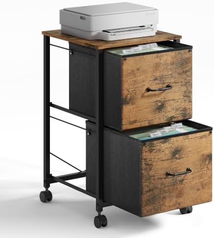 DEVAISE 2 Drawer Mobile File Cabinet, Rolling Printer Stand
