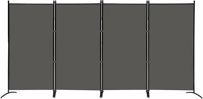 MAYOLIAH 4 Panel Privacy Screen Room Dividers 6FT Tall Portable Office Wall Divider for Rooms Separator 136" x20"x71", Grey