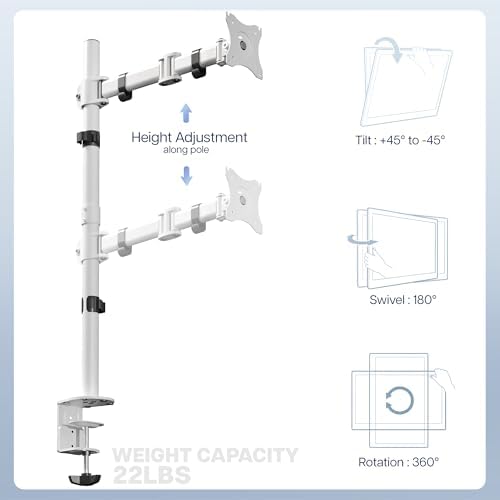 VIVO White Single Monitor Desk Mount, Up to 38 in Ultrawides, STAND-V001TW