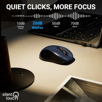 WisFox 2.4GHz Wireless Mouse for Laptop, Ergonomic 6-Button, Matt Gray