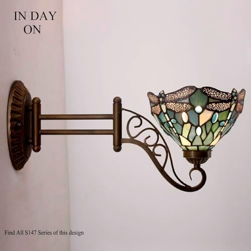 WERFACTORY Tiffany Wall Sconce Lamp Plug in Swing Arm Up Down Light