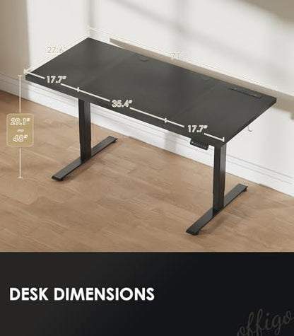 71 Inch Executive Electric Standing Desk Height Adjustable, Black
