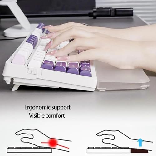 Custom Acrylic Keyboard Wrist Rest, Transparent/Frosted RGB Wrist Pad for Mechanical Keyboard (Color : Transparent, Size : 100%)