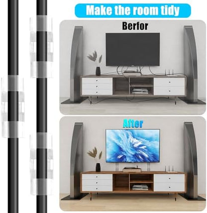 XHF 35pcs Large Self Adhesive Cable Clips Clear,Wire Clips Cable Management Wire Organizer Cord Holder for Under Desk, Car, Wall, TV PC Ethernet Cable