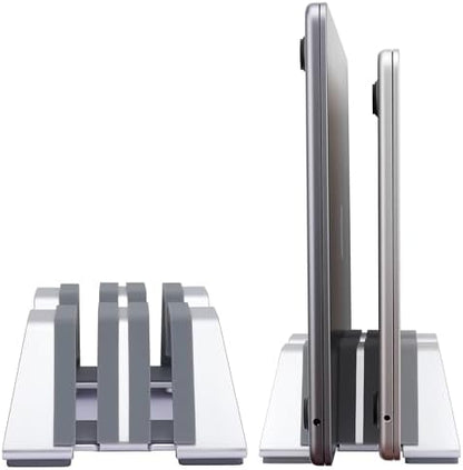 Adjustable Dual Vertical Laptop Stand - Supports 2 Devices Holder, Fit for All Laptops(10-30mm Thickness) - Fashion Design, Adjustable Width, Anti-Slip & Scratch-Resistant, Patented Design