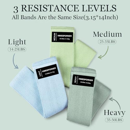 HIMESPORNER Wide Fabric Resistance Bands for Working Out 3 Level