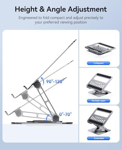 ORICO Adjustable Laptop Stand for Desk, 360° Rotating Base, ST12-Gray