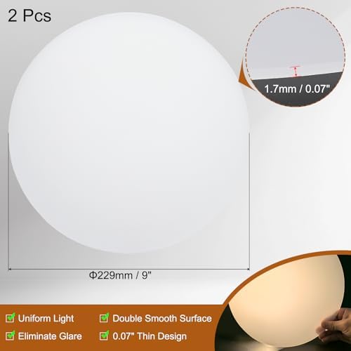 PATIKIL 9" Diameter Lampshade Diffuser, 2 Pcs 1.7mm Thick Round Diffuser Sheet for Drum Lampshades, Pendants Light, DIY Light Shield, Translucent White