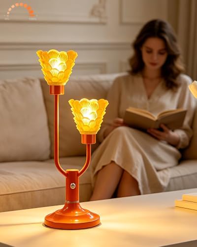 Mid Century Modern Table Lamp Dimmable Orange Vintage Lamp Gift