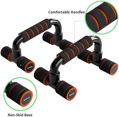 READAEER Push Up Bars Gym Exercise Equipment Fitness 1 Pair Pushup Handles with Cushioned Foam Grip and Non-Slip Sturdy Structure Push Up Bars for Men & Women