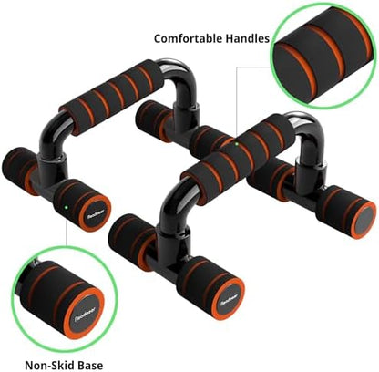 READAEER Push Up Bars Gym Exercise Equipment Fitness 1 Pair Pushup Handles with Cushioned Foam Grip and Non-Slip Sturdy Structure Push Up Bars for Men & Women