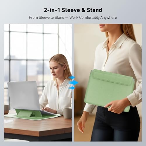 AboveTEK Laptop Bag Sleeve for MacBook Computer Expandable Storage, Two Adjustable Angles, Ultra-Slim Stylish, Fits 13"-14" Laptops - Blue