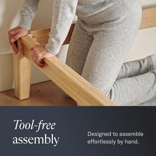 DreamCloud Bamboo Platform Bed Frame, Cal King, Natural, 12" Height