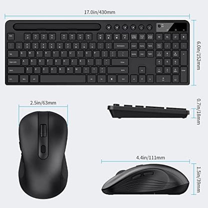 MARVO Wirelss Keyboard and Mouse Combo with Phone Holder, Full-Size, Black