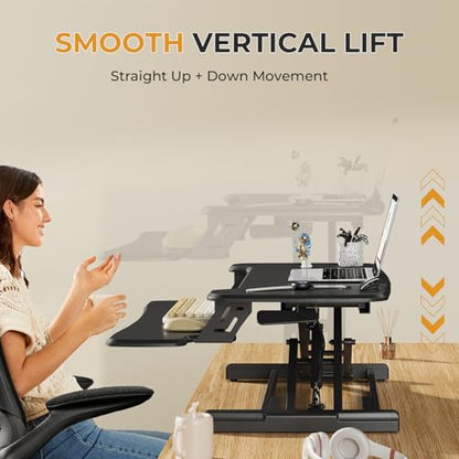Standing Desk Converter, 32" Height Adjustable Desk Riser, Black