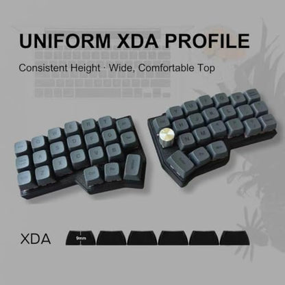 72 Keys XDA Profile PBT Keycaps for Split Ergonomic Keyboards (Black)