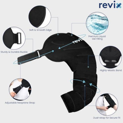 REVIX Shoulder Elbow Ice Pack Wrap, Arm Ice Pack Sleeve for Pitchers, L