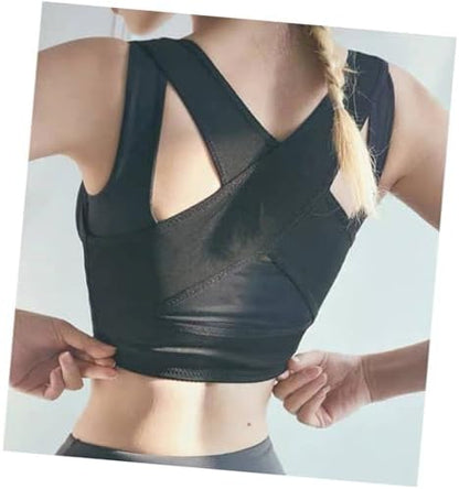 Women Back Posture Corrector Brace Adjustable Nylon Spandex Black