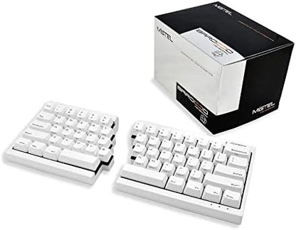 Mistel MD600 Split Mechanical Keyboard with Cherry MX Blue Switch for Windows and Mac (Programable Ergonomic Keyboard, White PBT Keycap/Case, Macro, NKRO, ASIN/US QWERTY)