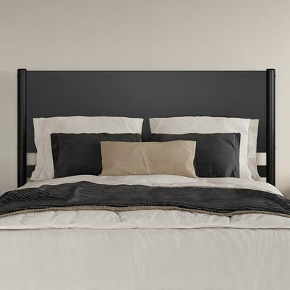 Modern Queen Wood Panel Headboard, Black