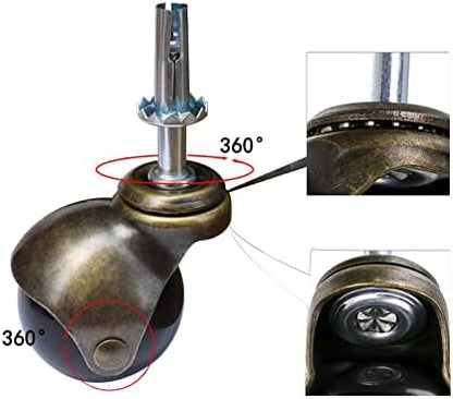 Ball Caster Wheels, Vintage Furniture Replacement Castors for Chair, Leaf Table, Tea Trolley - 30kg Load Capacity Each for Ottomans, Wheelchair, Coffee Table - Swivel Casters (4 Pcs)