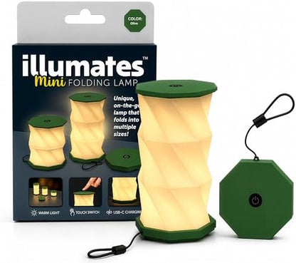 Origami Expanding Foldable LED Desk Lamp – USB Rechargeable & Portable - Dimmable Touch Control Light with Adjustable Height up to 5 1/2 for Office, Travel, Bedside - Sleek & Modern Design (Olive)