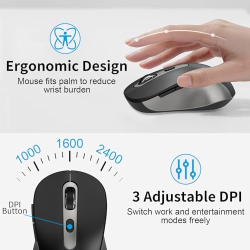 Ultra Thin Compact Silent Wireless Keyboard Mouse ComboIronGrey