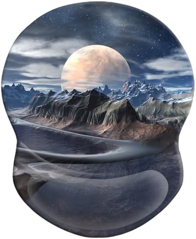 Ergonomic Wrist Support Mouse Pad - Comfortable Computer Mouse Pad with Non-Slip PU Base for Home Office Working Gaming (Aesthetic Moon)