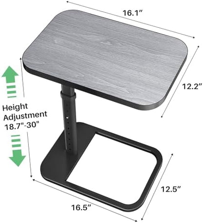 Kitstorack TV Tray Table, Adjustable Height & Rounded Metal Corners, Snack Table for Couch, Sofa, Bed, Chair, Living Room, C Shaped End Side Table for Eating, Dinner or Laptop, Small Spaces, Dark Gray