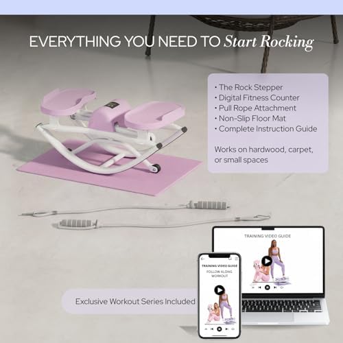 The Rock Stepper - Side to Side Rocking Stepper Machine for Home Workouts - Low Impact Indoor Cardio Leg Glute and Core Training - Quiet Compact Step Rocker Exercise Equipment