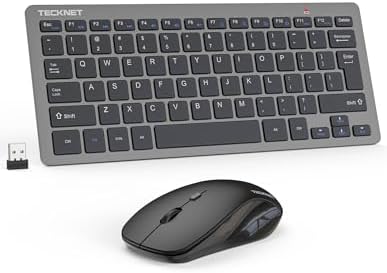 TECKNET Wireless Keyboard and Mouse Combo, Mini Cordless Computer Keyboard and Mouse Set 2.4GHz, Silent Adjustable 1600 DPI, Quiet Click, Lag-Free for Computer, Laptop, PC, Windows, Mac, Chrome OS(GS)