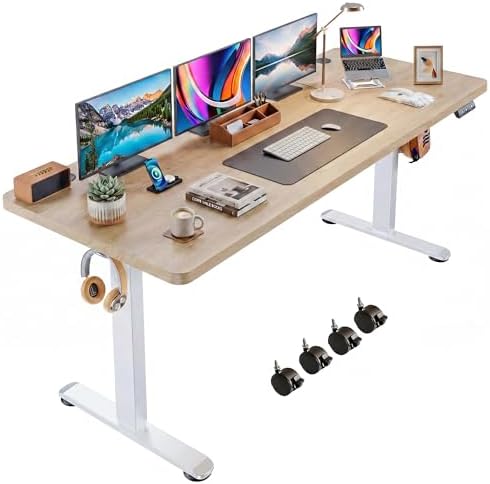 71'' × 28'' Height Adjustable Electric Standing Desk with Wheels