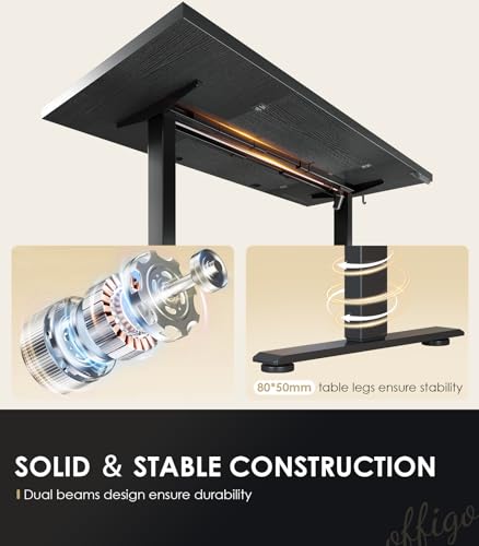 71 Inch Executive Electric Standing Desk Height Adjustable, Black
