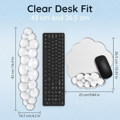 Cloud Gel Wrist Rest Set for Keyboard and Mouse – Ergonomic Wrist Support for Keyboard & Mouse Pad – Non-Slip Desk Wrist Support for Computer, Laptop & Gaming (White)