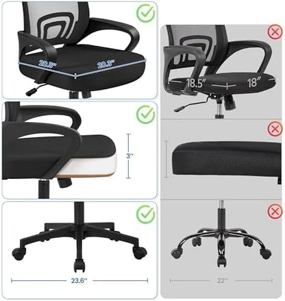 Yaheetech Mid-Back Mesh Computer Office Desk Chair Adjustable Swivel, Black
