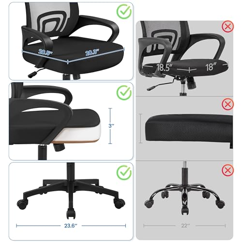 Mid Back Mesh Computer Office Desk Chair Adjustable Swivel, Black