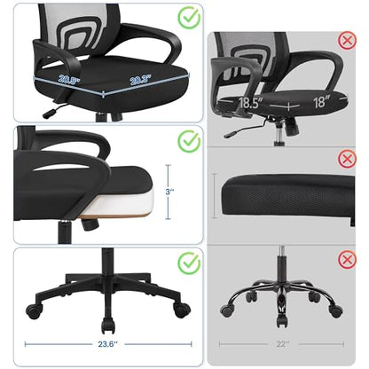 Mid Back Mesh Computer Office Desk Chair Adjustable Swivel, Black