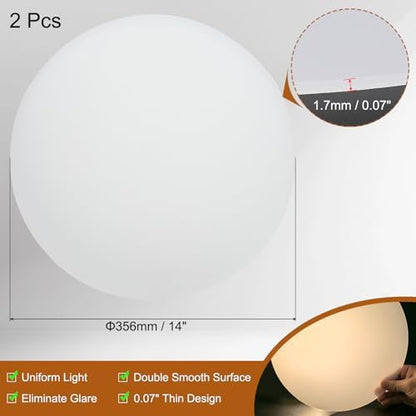 PATIKIL 14" Diameter Lampshade Diffuser, 2 Pcs 1.7mm Thick Round Diffuser Sheet for Drum Lampshades, Pendants Light, DIY Light Shield, Translucent White
