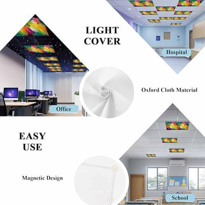 Red Blue Rainbow Brush Abstract Graffiti Street Art Magnetic Fluorescent Light Covers for Ceiling Lights 2 x 4 Feet,Office Classroom Kitchen Drop Ceiling Light Covers Filters Shade Panel 4 Packs