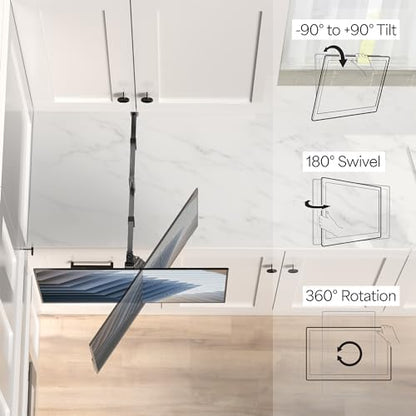 VIVO Black Under Cabinet 13-27" Single Monitor, Small TV Mount, MOUNT-VC01A
