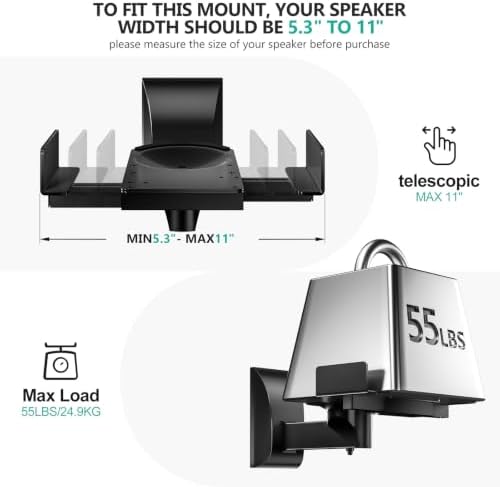 WALI Surround Sound Speaker Wall Mount with Adjustable Swivel Tilt Angle